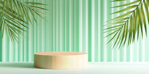 Fototapeta premium Minimalist summer fresh green product booth