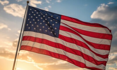 Fototapeta premium National flag waving in wind patriotic symbol american colors