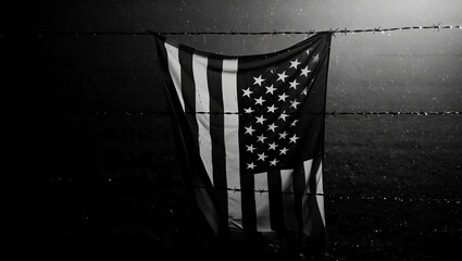 white and black American flag