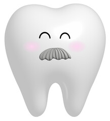 3d tooth elderly character. cartoon mascot for dental care concept. Illustration.