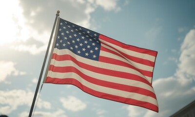 Waving national flag stars and stripes patriotism freedom outdoor