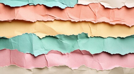Multicolored torn paper layers