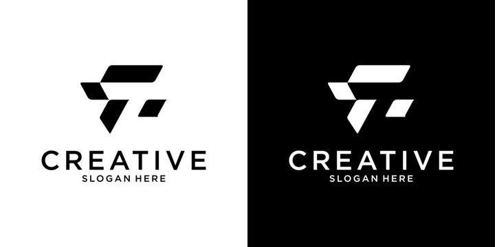 FT or TF initial letter logo design vector