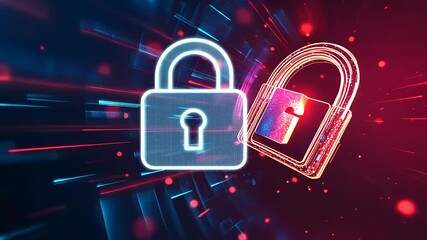 Abstract digital locks representing cybersecurity and data protection in a futuristic setting - Powered by Adobe
