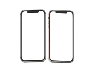  white mobile phone blank white screen isolated on transparency background.