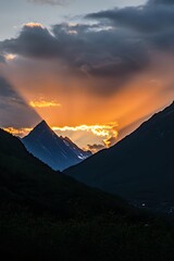 Majestic mountain sunset dramatic sky golden hour