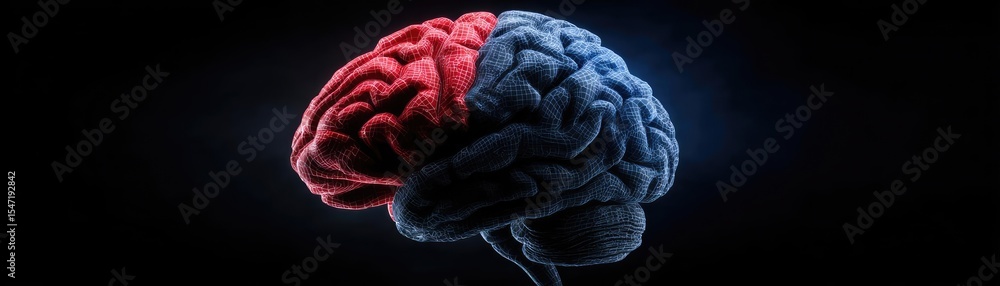 Poster low dopamine with brain and cognitive imbalance concept. creative representation of a brain symboliz