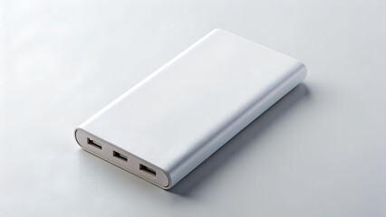 White power bank on a white background for charging electronic devices