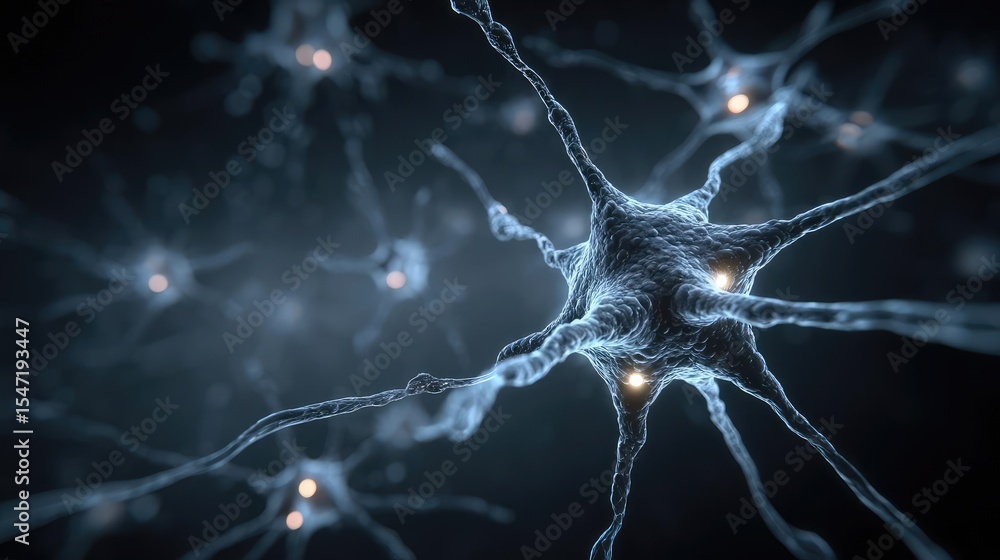Poster low brain activity from dopamine disorder and imbalance concept. detailed image showcasing complex n