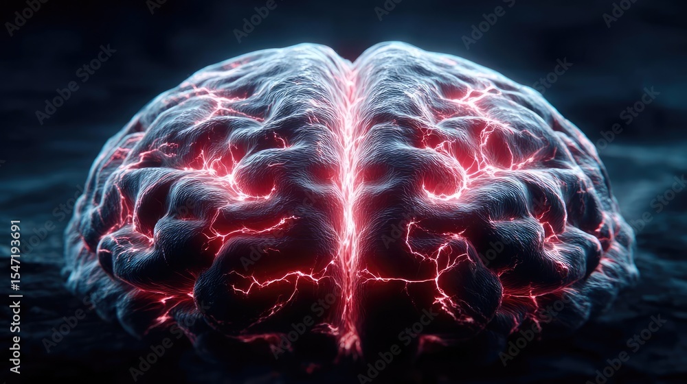 Poster low brain activity from dopamine disorder and imbalance concept. abstract representation of brain ac