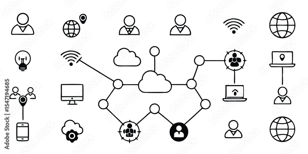 Poster vector art of network and communication icons vector