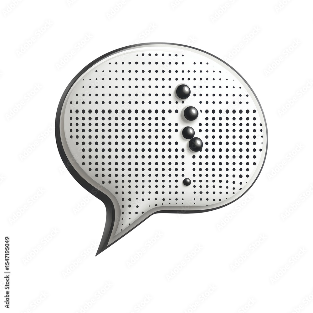 Poster 3d chat bubble icon with dots and spheres message communication dialogue on transparent background