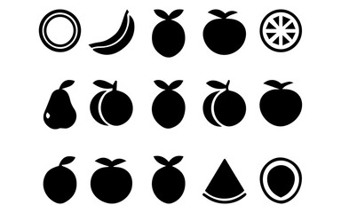 Minimal Fruit Icon Pack Bold Black Silhouette Tropical Fruit Vector Collection for Food and UI Design