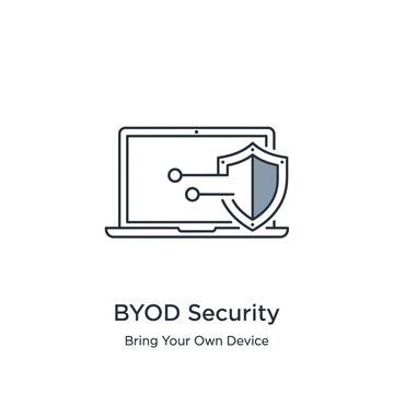 Laptop Shield Icon B Y O D Security Data Protection