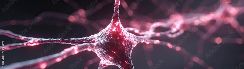 Poster low brain activity from dopamine disorder and imbalance concept. close-up of a neuron illustrating n