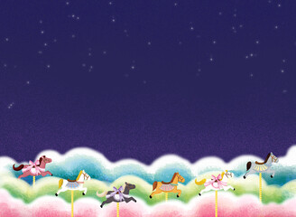 밤하늘 색동구름을 달리는 목마