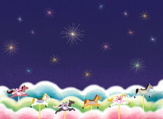 밤하늘 색동구름을 달리는 목마