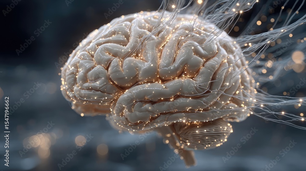 Poster low brain activity from dopamine disorder and imbalance concept. a conceptual representation of a br