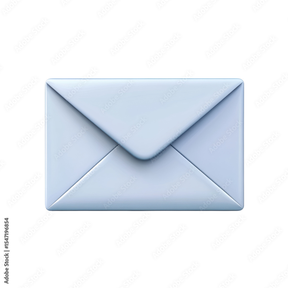Aufkleber 3d render of pale blue envelope correspondence sending communication on transparent background