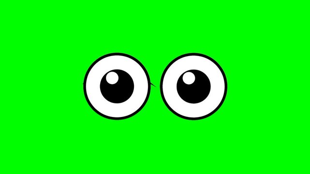 Cartoon eyeball with blinking motion on green screen background, chroma key green screen graphic motion icon. Stock animation video.