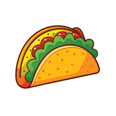 Minimalist Taco Icon with mustard and katchp– Clean Line Art Vector. Street Food Taco Illustration – Editable Vector File