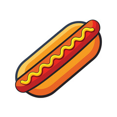 Fast Food Hot Dog Sandwich – Colorful Vector Illustration