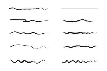 set of grunge black paint, ink brush strokes. brush collection isolated on white background. Trendy brush stroke for black ink paint, grunge backdrop, dirt banner, watercolor design and dirty texture 