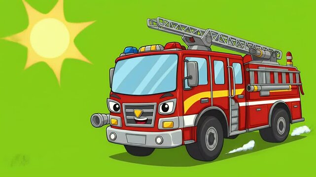 Friendly cartoon fire truck illustration