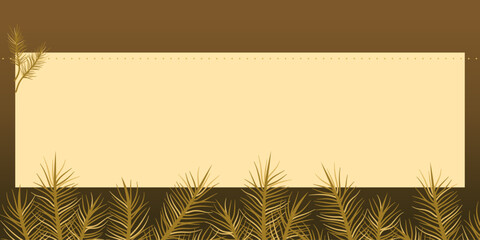 Cover nature botanical, banner dark brown border, beautiful art forest, Flat illustration
