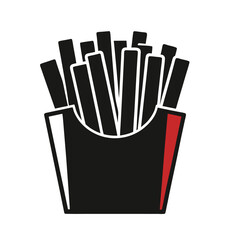 French fries in a box, French fries vector, potato fries  icon on white background. Fast food  illustration.