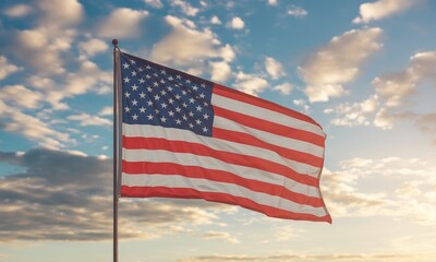 American flag waving in wind patriotic symbol national colors