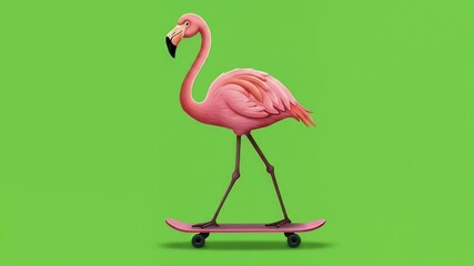 Pink flamingo skateboarding illustration - Powered by Adobe