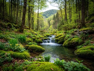 Obraz premium Lush forest stream (3)