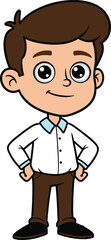 Cheerful Cartoon Boy Character Illustration for Educational Content, Kids' Apps, and Diverse Youth-Oriented Media, Perfect for Engaging and Friendly Digital Designs.