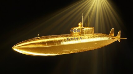 Gliding through sunlit waters, a submarine displays the sleekness of its design