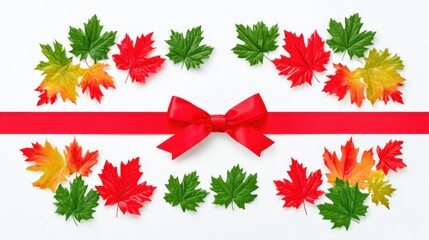 Festive Canada Day Campaign Poster Layout with Maple Leaf Decorations and Copy Space
