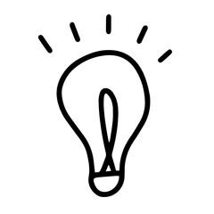 Light bulb icon. Chronicle of an electric light and an inspiration. Hand drawn vector illustration.