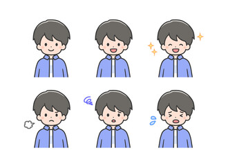 いろいろな表情の男の子のアイコンセット