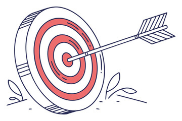 Archery Target with Bullseye Arrow Sketch