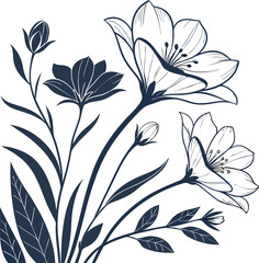 Seamless floral pattern with decorative flower, leaf, and branch elements