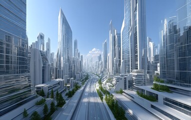 Fototapeta premium Futuristic city skyline