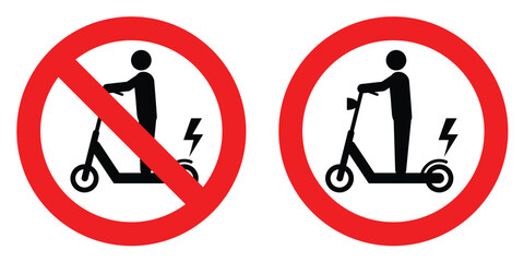 Electric scooter allowed sign and Electric scooters are prohibited sign