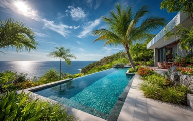 Luxurious infinity pool overlooking ocean