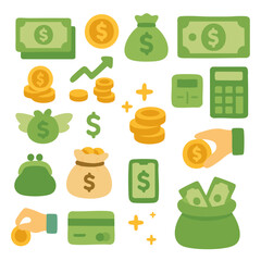 돈과 저축 일러스트 아이콘 세트