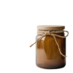 Amber glass jar candle with wooden lid and twine