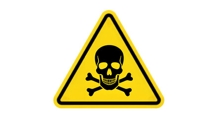 Yellow Triangle Warning Sign with Toxic Skull and Crossbones Hazard Symbol