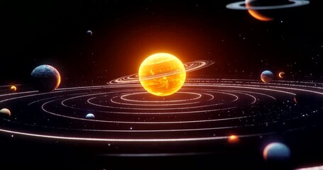 Solar system with orbital paths - Powered by Adobe