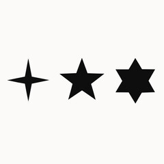Obraz premium Three vector star shapes. Four, five and six rays.