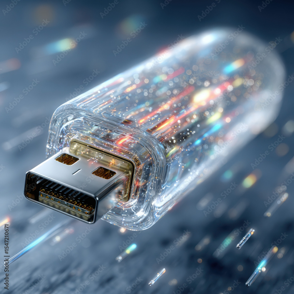 Poster usb connector with glowing light effect and transparent casing