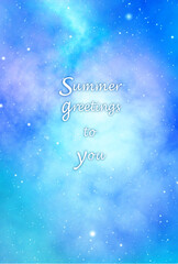 暑中見舞い　空に輝く星のイラスト　夢のような空